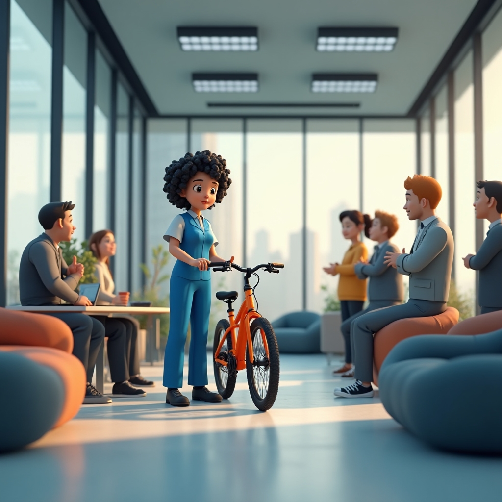 VelociVan mechanic repairing a bicycle at a London office